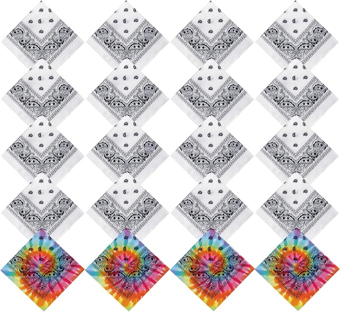 20/40 Pcs White Bandanas for Tie Dye DIY Blank Cotton Bandanas Plain by Fivebop
