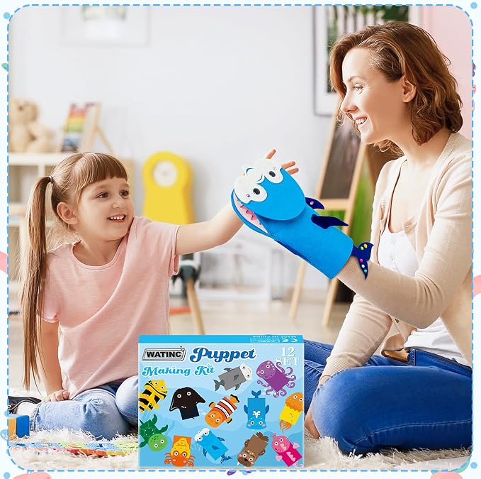 WATINC 12Pcs Hand Puppet Making Kit, Art Craft Felt Sock Puppet Toys, Creative - Image 5