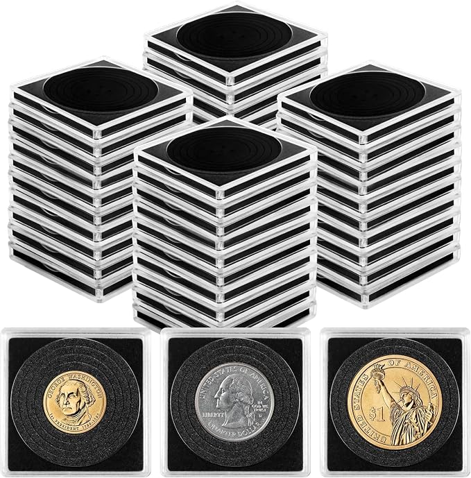 80 Pcs Adjustable Acrylic Coin Holder, Coin Collection Cases by Fansunta