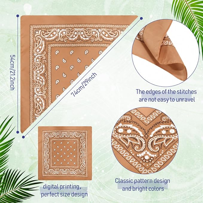 100 Pack Bandanas Unisex Paisley Bandanas Bulk Multi Purpose Cowboy Head Wrap - Image 3