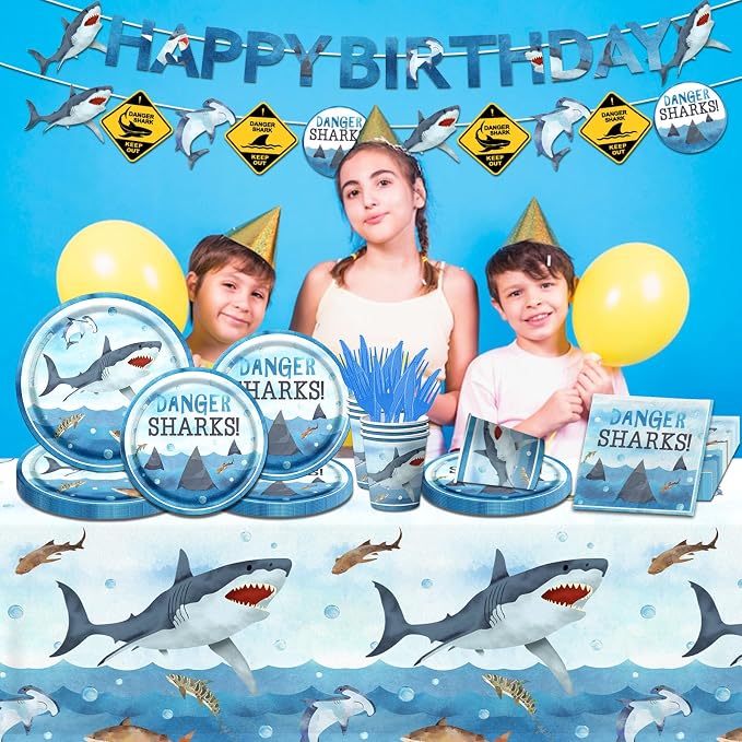 Shark Birthday Party Decorations, Tablecloth - Image 2