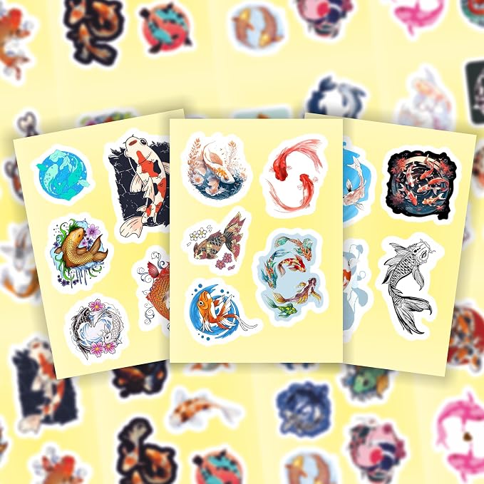 BulbaCraft Koi Fish Stickers for Water Bottle and Laptop - Image 6