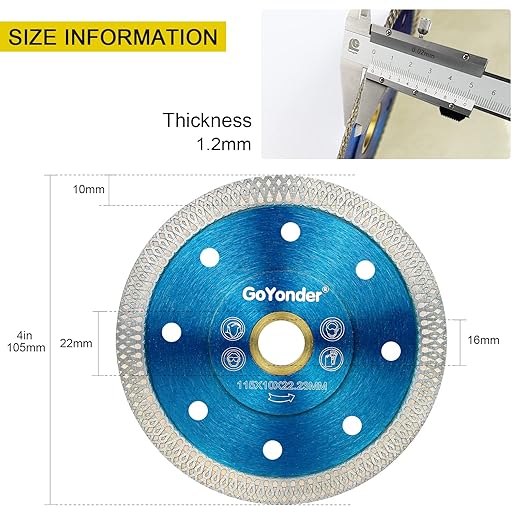 GoYonder Super Thin 4.5" Grinder Blades Tile Blade, Diamond Saw Blade for Cutting Porcelain Tiles Granite, 115mm Tile Cutting Blade for Angle Grinder