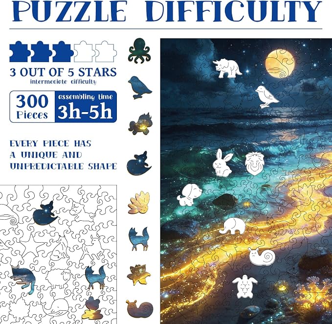 300pcs Wooden Puzzles for Adults Unique Animal Shaped Pieces | Colorful Funny - Image 3