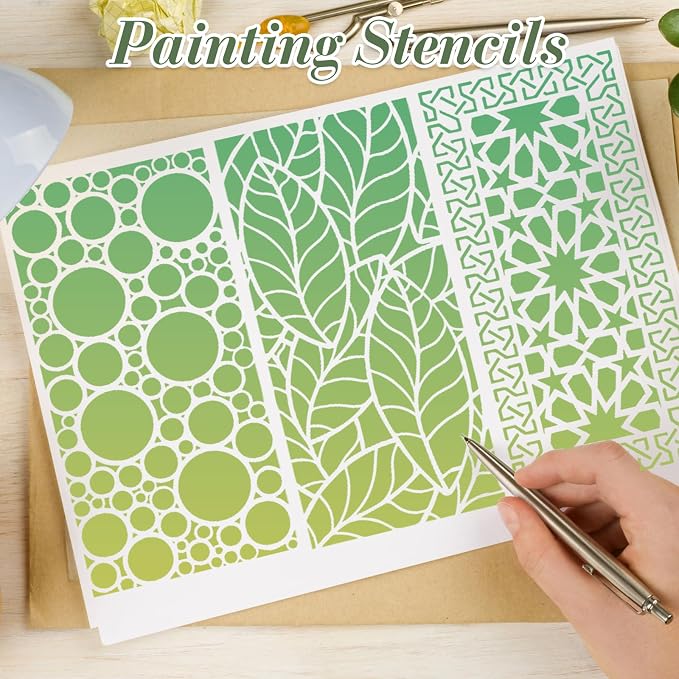 Geometric Texture Stencils for Crafts Reusable 16Pcs Stencils | DIY Art - Image 6