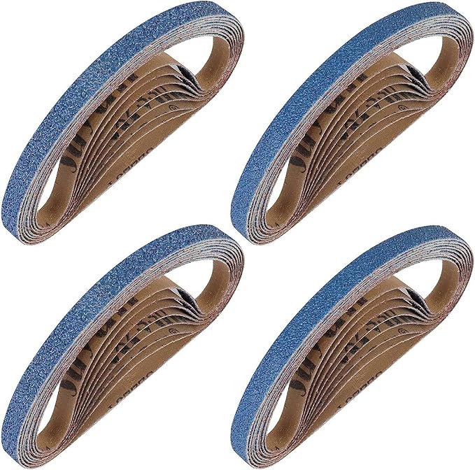 1/2 x 18 Inch Sanding Belts 120 Grit, 32PCS 1/2" x 18" Zirconia Sanding Belts for Belt Sander, 1/2 by 18 Inch Sanding Belts for Air Belt Sanders, Wood Working, Metal Polishing, Derusting, 32-Pack