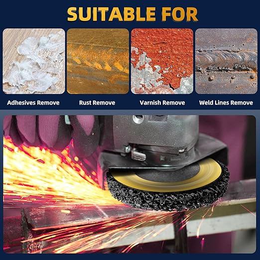 10 Pack 4 inch Strip Discs for Angle Grinder, Wire Stripping Wheel Paint Remover for Metal Surfaces, Abrasive Wheels Grinding Discs for Rust Welds Oxidation (4" x 5/8")