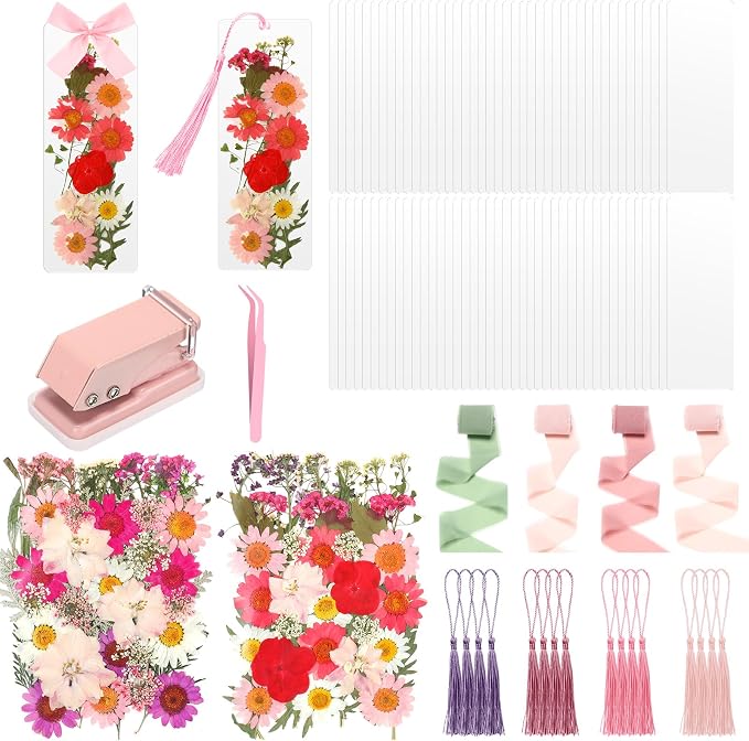 AmazingSpark 222 Pcs Dried Flower Bookmark Making Kit Include DIY Pressed by Unknown