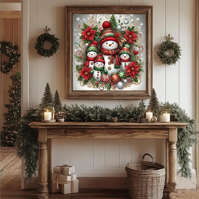 Eiazuiks Christmas Stamping Cross Stitch Kit, Snowman Christmas Counting Cross - Image 2