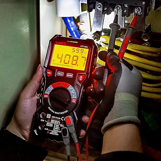 KAIWEETS Digital Multimeter TRMS 6000 Counts Voltmeter Auto-Ranging Fast Accurately Measures Voltage Current Amp Resistance Diodes Continuity Duty-Cycle Capacitance Temperature for Automotive