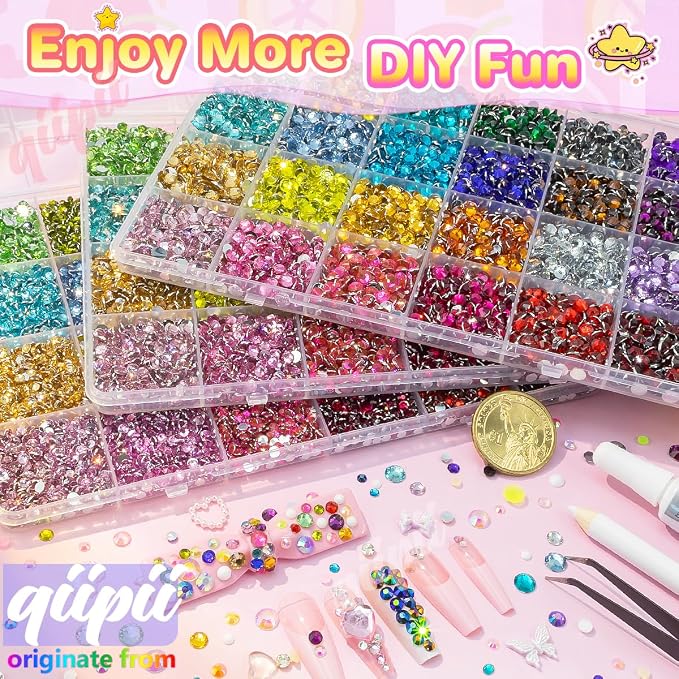 qiipii 3 Boxes 24 Color 3mm 4mm 5mm Crystal Resin Rhinestones - Image 4