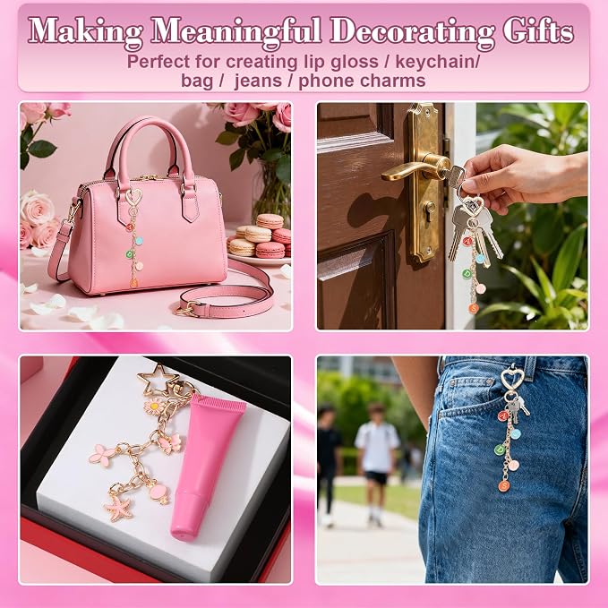 Modacraft 475 Pcs Gold Charms Lip Gloss Keychain Making Kit - Image 5