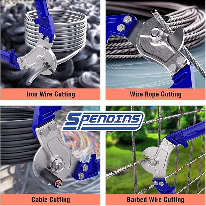 24” Heavy Duty Wire Rope Cutter,Steel Wire Cutters w/Ergonomic Handle Design, Hardened Cable Cutter Cuts Up to 13/32" for Wire rope, Stainless Steel Wire, Copper and Aluminium Cables