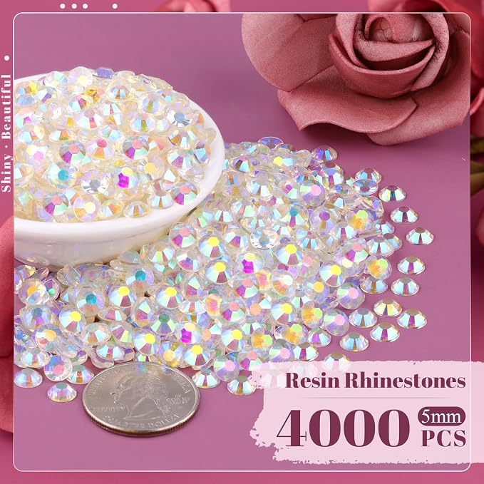 4000PCS 5mm Resin Jelly Rhinestones in Bulk, Bedazzling Flatback Crystals - Image 2