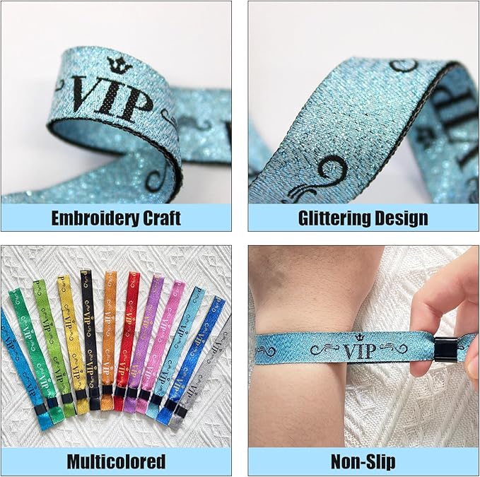 100 Colored VIP Wristbands for Concerts & Parties, Lightweight Disposable Wrist Strap (Color: Water Green)