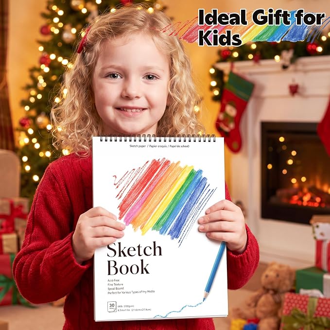 12 Pack Sketch Books, 8.5 x 11 Inch Mini Sketchbook, 68lb/100gsm Spiral Bound - Image 7