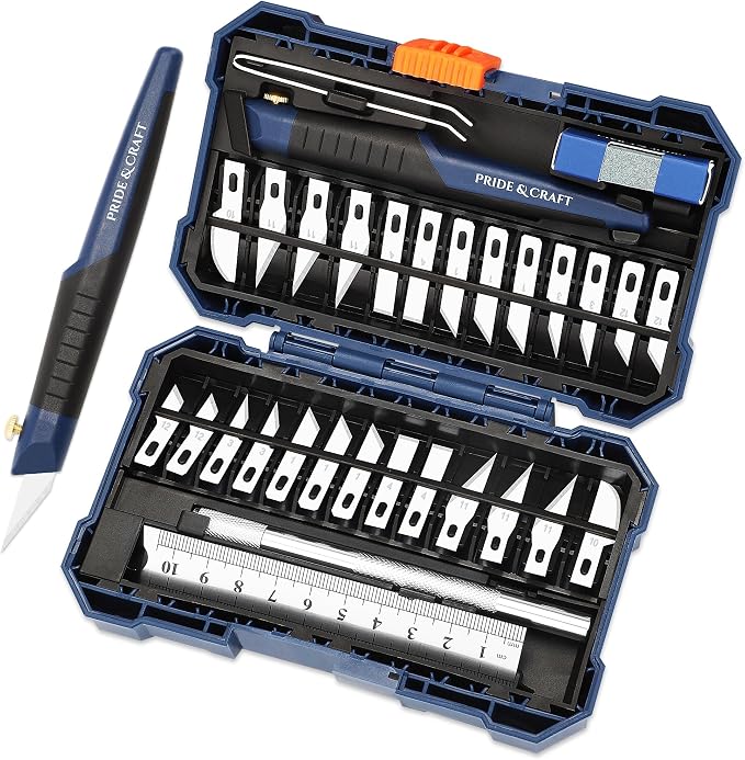 31-Piece Precision Hobby Knife Set by PRIDECRAFT