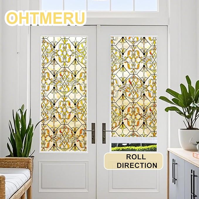 OHTMERU 3D Stained Glass Window Privacy Film, Heat Control UV Blocking Static - Image 7
