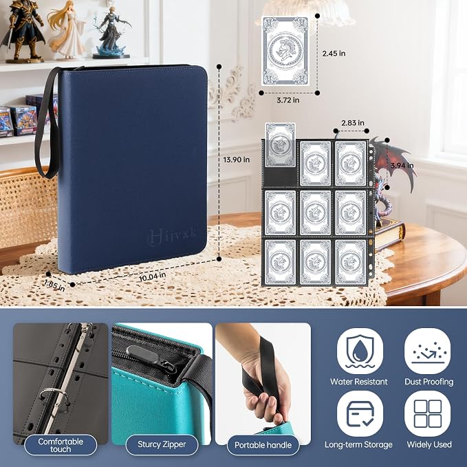 Trading Card Binder, Premium 9 Pocket Double Sided 720 Pocket PU Card - Image 2