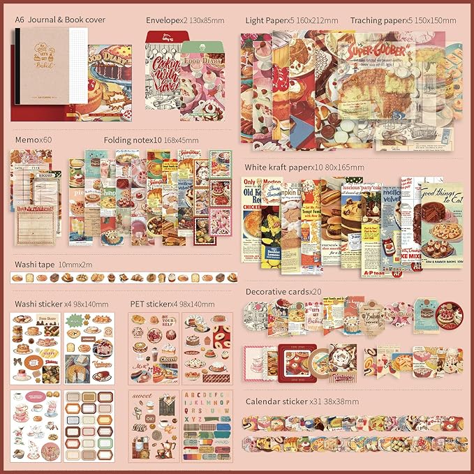 Draupnir Vintage Aesthetic Scrapbook Kit, Bullet Junk Journal Kit - Image 2