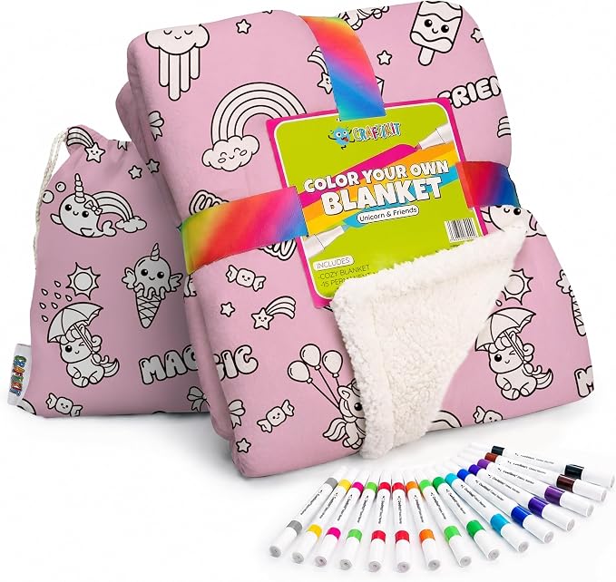 Craftikit Unicorn Coloring Blanket by CraftiKit