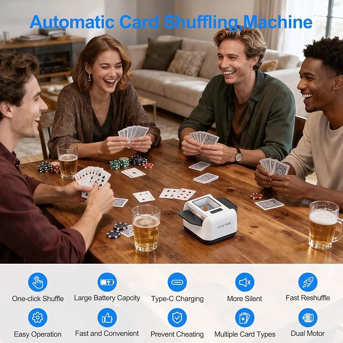 Automatic Card Shuffler|1-2 Deck Electric Card Shuffle Machine|Portable - Image 2