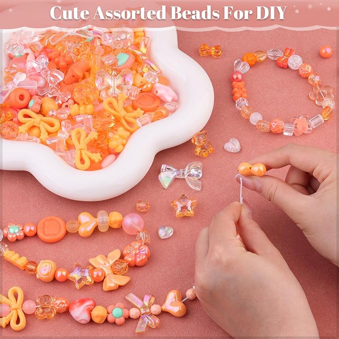 200-260PCS TINKRSTUFF Assorted Orange Acrylic Beads - Image 4