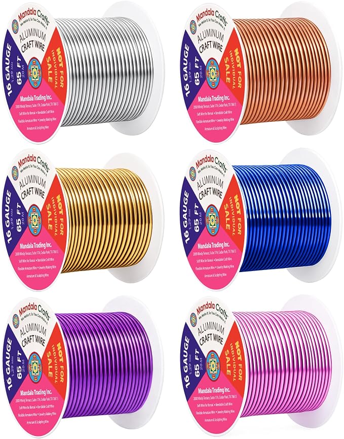 Mandala Crafts 16 GA Gold Blue Purple Assorted Anodized Aluminum Craft Wire | by MandalaCrafts