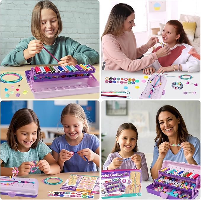 TingingYuli Friendship Bracelet Making Kit, 3-Layer Storage Box, Gift 6-12 | - Image 4