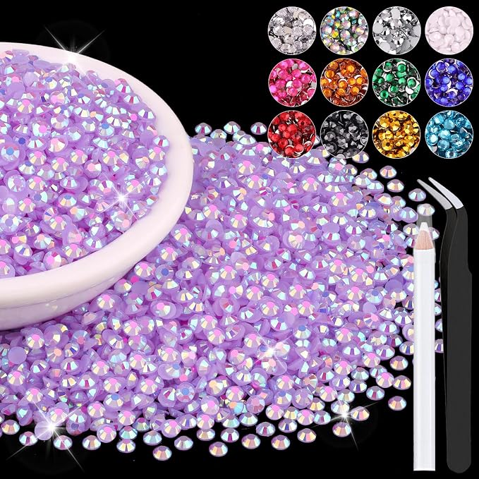 8000PCS 3mm Resin Jelly Rhinestones in Bulk, Bedazzling Flatback Crystals by BELLEBOOST