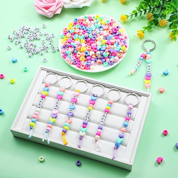 Landical 564 Pcs DIY Bead Keychain Kit Key Chain Making Craft Adjustable Letter - Image 3