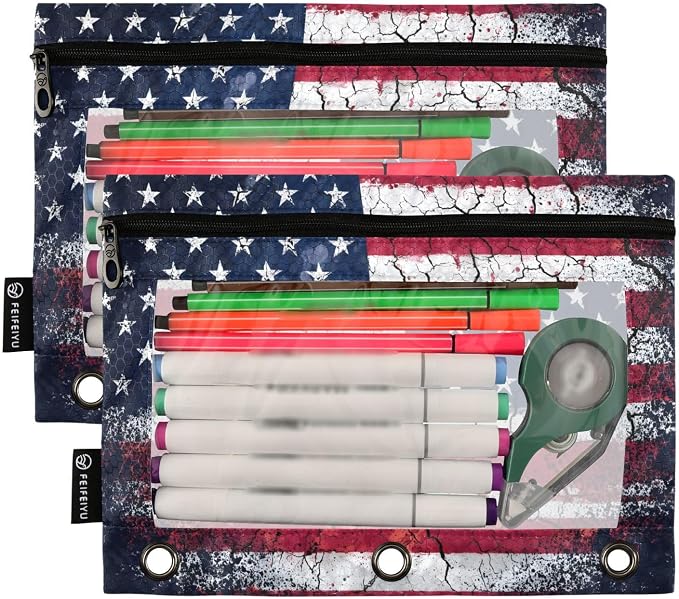 Retro American Flag Pencil Pouch - Image 2