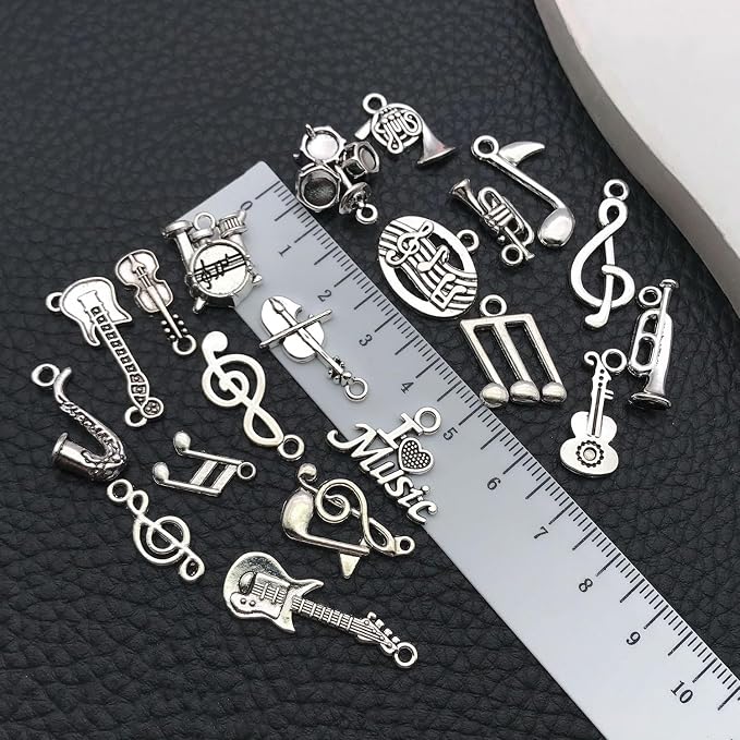 WOCRAFT 60pcs Antique Silver Music Bracelet Charms - Image 4