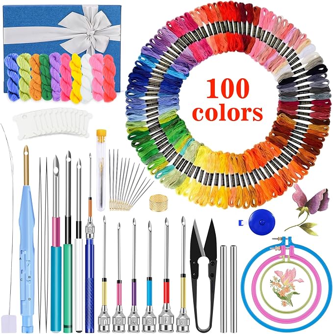 JUPEAN Embroidery Kit, Punch Needle Kit, Punch Needles Kit by Jupean