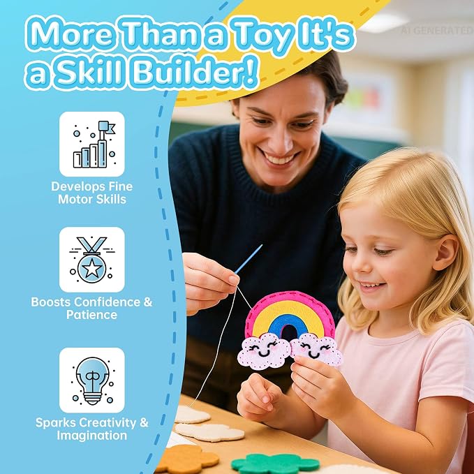 Cymbana Kids Sewing Kit, DIY Felt Plush Animals Unicorn Sewing Kit - Image 4