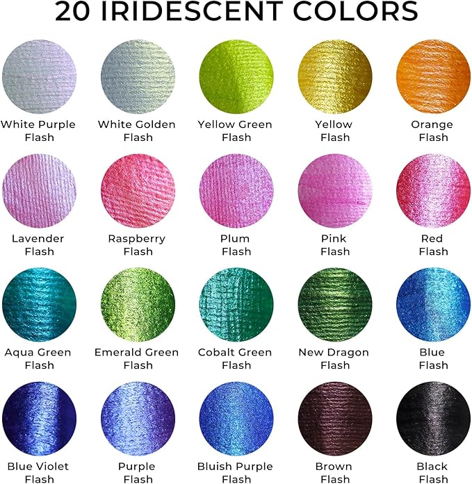 Artme Iridescent Acrylic Paint Set, 20 Chameleon Colors in 2 oz/60ml Bottles - Image 2