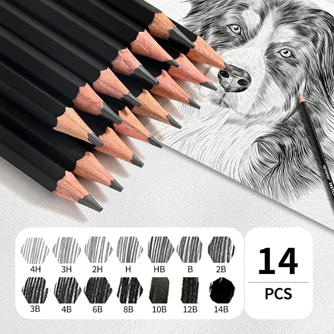 GETHPEN Drawing Sketching Pencil Set, 14 Pieces Graphite Pencils | 14Pcs - Image 3
