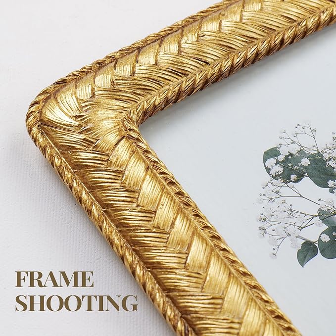 Cuspin Gold 4x6 Picture Frame, Ornate Decorative Rattan Resin Photo Frame - Image 3