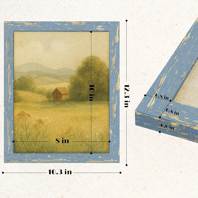 puthiac 8x10 Rustic Farmhouse Picture Frame, Denim Blue, 1 Pack | Distressed - Image 5
