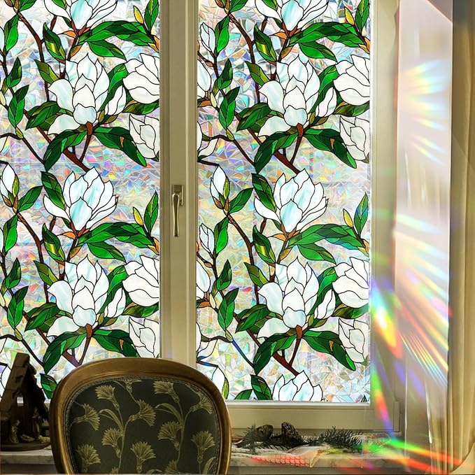 Floral Stained Glass Window Privacy Film, Retro Decorative Rainbow Window - Image 7