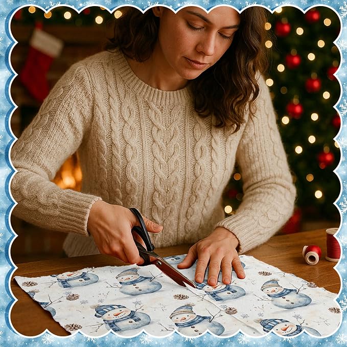 HunnmingRe 20 Pcs 10''x10'' Blue Winter Quilting Fabric Square Woodland - Image 4