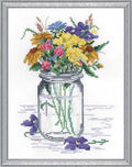 Janlynn 017-0112 "Wildflower Jar Counted Cross Stitch Kit by Design+Works+Crafts