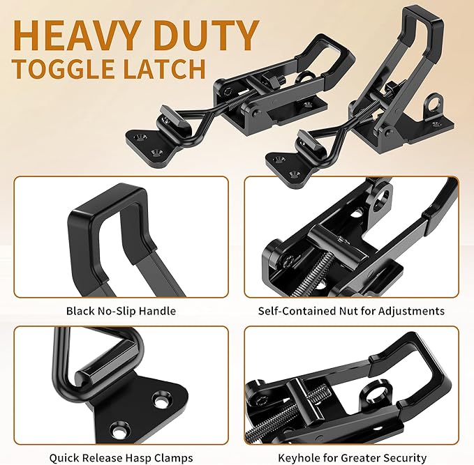 6Pack Heavy Duty Toggle Clamp Latch,4003 Style 1320lbs Capacity Pull Clamp Black Adjustable Quick Release Hasp Clamps for Smoker Cabinet Boxes Case Trunk Jig,Metal Toggle Latch Catch Set
