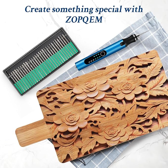 Engraving Pen with 37 Bits,Mini Electric Engraver Etching Machines Cordless Rotary Tools Engraved Jewelry Stone Metal Plastic Wood Resin Model (Blue)