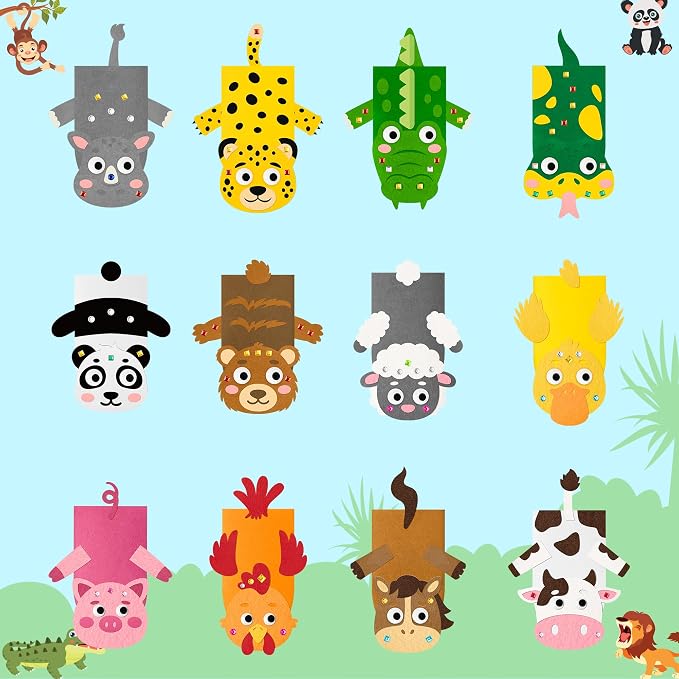 WATINC 12Pcs Hand Puppet Making Kit, Art Craft Felt Sock Puppet Toys, Creative - Image 4