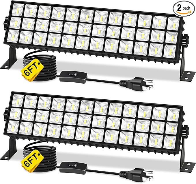 2Pack 100W Shop Light, 11000LM 6000K Daylight White Super Brighter LED Shop Light, IP66 Waterproof Garage Lighting with 1.8M/6FT Cord, Bay Light for Workshop Yard Garage Warehouses