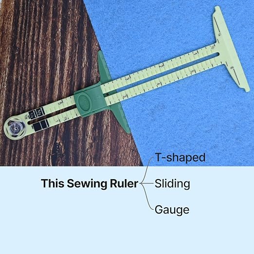 Sewing Gauge Measuring Tool Set 5-in-1 T-Shaped Sliding Gauge Ruler, Acrylic - Image 3