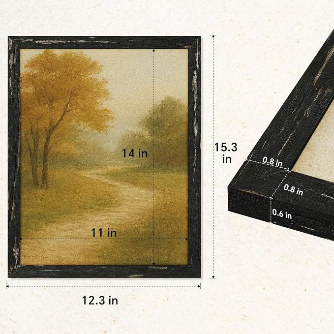 puthiac 11x14 Rustic Farmhouse Picture Frame, Swamp Black, 1 Pack | Distressed - Image 5
