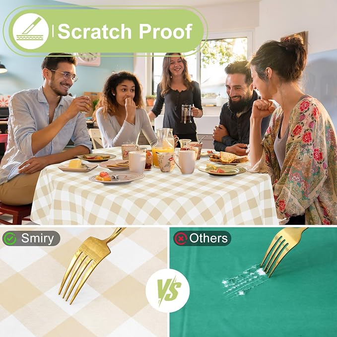 Smiry Oval Table Cloth, Waterproof Vinyl Tablecloths - Image 5