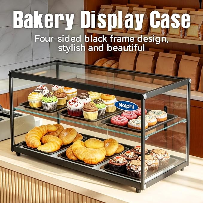 Malphi 29in. Tiered Pastry Bakery Display Case - Image 4